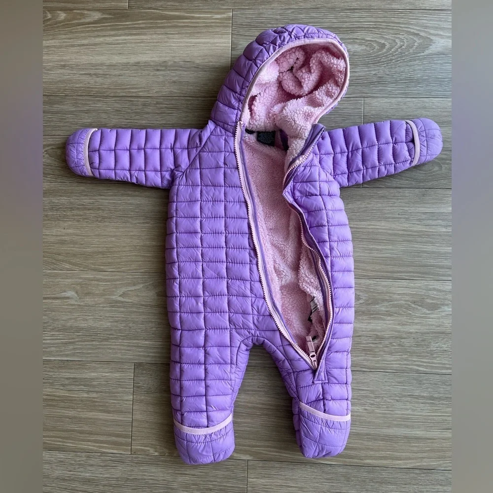 SNOZU Infant Hooded Fleece Lined Quilted Snowsuit Pink Size 9-12M